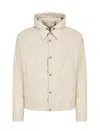 Emporio Armani Nylon Jacket With Adjustable Hem And Detachable Hood In Silver Lining