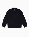 Emporio Armani Corn-on-the-cob Knit Cardigan With Full-length Zip In Navy Blue