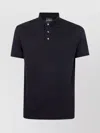Emporio Armani Collared Polo Shirt In Textured Fabric In Black