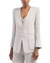 Emporio Armani Collarless Blazer In Flint Grey