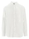 Emporio Armani Linen Shirt With Guru Collar In White