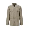 Emporio Armani Collarless Stretch Wool Shirt In Multicolor