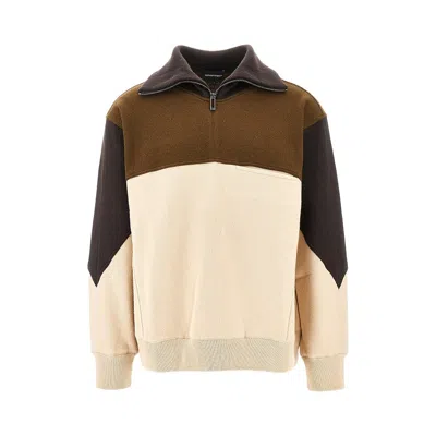 Emporio Armani Color Block Knitted Sweater In Multi