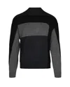 Emporio Armani Colorblock Crew Neck Sweater In Virgin Wool In Black