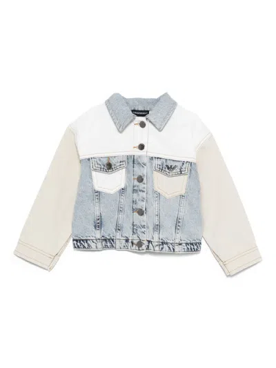 Emporio Armani Kids' Colour-block Denim Jacket In White