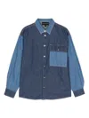 Emporio Armani Colour-block Denim Shirt In Blue