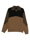 Emporio Armani Colour-block Zip-up Sweatshirt In Brown