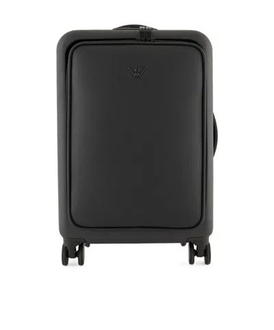 Emporio Armani Combination Lock Portable Trolley Case In Black