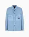 Emporio Armani Comfort-fit Shirt With Washed Twill Pockets In Blue