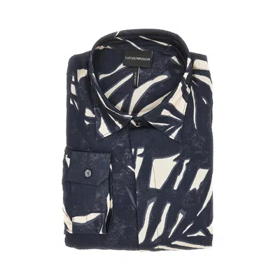 Emporio Armani Comfort Fit Viscose Shirt In Blue