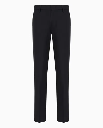 Emporio Armani Official Store Comfort-gabardine Chinos In Navy Blue