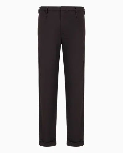 Emporio Armani Official Store Compact Cotton Chinos In Black