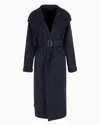 Emporio Armani Official Store Compact Double Wool-blend Robe Coat In Navy Blue