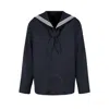 Emporio Armani Compact Heavy Gabardine Sailor Shirt In Blue
