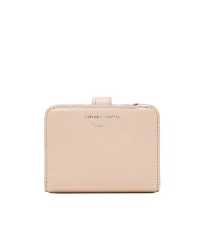 Emporio Armani Compact Leather Wallet In Neutral