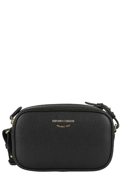 Emporio Armani Compact Mini Bag With Adjustable Strap And Design In Black