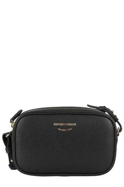 Emporio Armani Compact Mini Bag With Adjustable Strap And Design In Black
