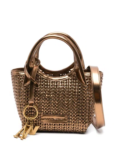 Emporio Armani Compact Polyurethane Shopping Bag In Bronze
