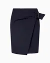 Emporio Armani Compact Stretch Cotton Panelled Skirt In Navy Blue