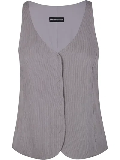 Emporio Armani Concealed-fastening Waistcoat In Gray