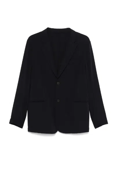 Emporio Armani Contemporary Black Jacket With Classic Lapel In Blue
