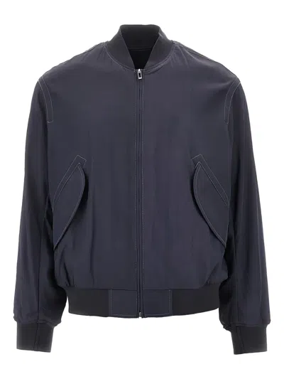 Emporio Armani Contrast-stitch Bomber Jacket In Blue