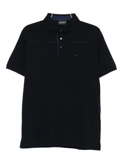 Emporio Armani Contrast-stitch Polo Shirt In Black