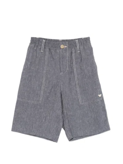 Emporio Armani Kids' Contrast-stitch Shorts In Gray