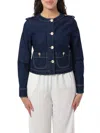 Emporio Armani Topstitched Button-down Denim Jacket In Blue