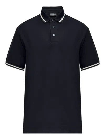 Emporio Armani Contrast-trim Polo Shirt In Black