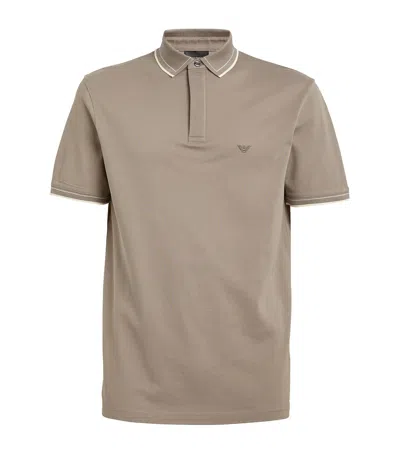 Emporio Armani Contrast-trim Polo Shirt In Brown