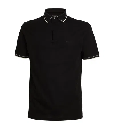 Emporio Armani Contrast-trim Polo Shirt In Black