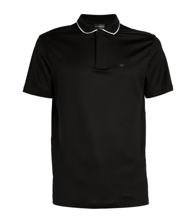 Emporio Armani Contrast-trim Polo Shirt In Black