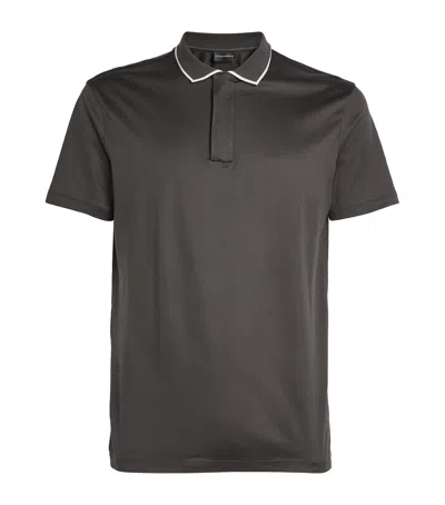 Emporio Armani Contrast-trim Polo Shirt In Grey