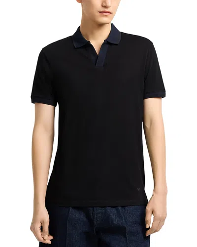 Emporio Armani Contrasting Collar & Cuffs Polo Shirt In Black Beauty