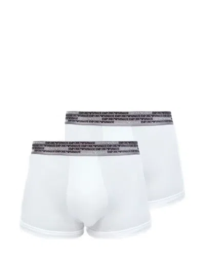 Emporio Armani Contrasting Elastic Boxers (set Of Two) In White