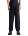 Emporio Armani Cool Wool Regular Fit Pleated Cargo Pants In Blue Navy