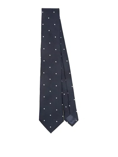 Emporio Armani Woven Jacquard Tie In Blue