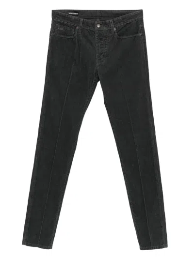 Emporio Armani Corduroy Cotton Trousers In Gray