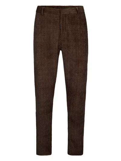 Emporio Armani Regular Fit Textured Brown Stretch Pants In Multi