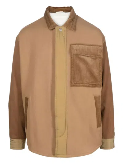 Emporio Armani Corduroy-panelled Cotton Jacket In Brown