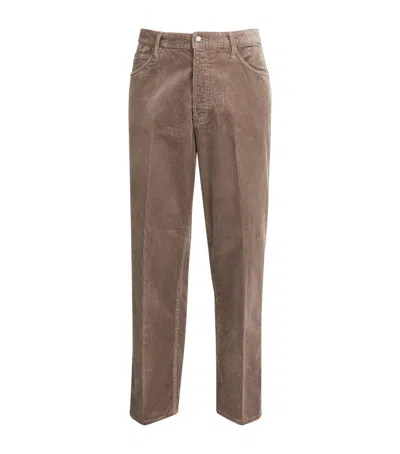 Emporio Armani Corduroy Straight Trousers In Beige