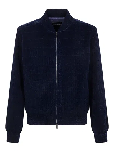 EMPORIO ARMANI CORDUROY ZIP-UP BOMBER JACKET
