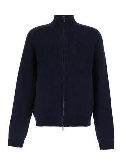 Emporio Armani Corn Point V-neck Tech Fabric Sweater For Men In Blue
