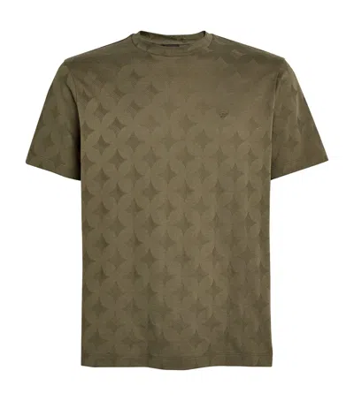 Emporio Armani Cotton All-over Motif T-shirt In Green
