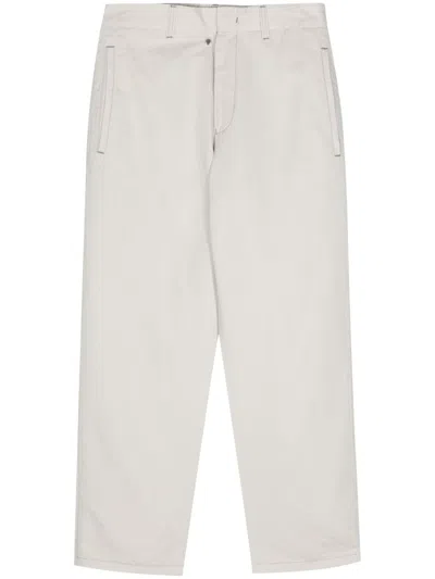Emporio Armani Cotton And Linen Blend Trousers In Grey