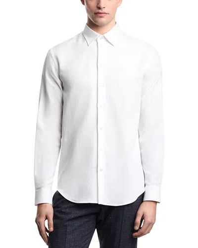 Emporio Armani Cotton & Linen Textured Sport Shirt In White