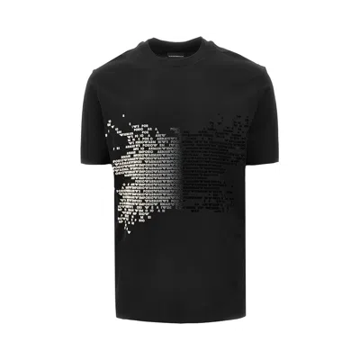 Emporio Armani Cotton And Lyocell-blend T-shirt In Black