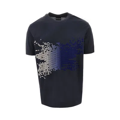 Emporio Armani Cotton And Lyocell-blend T-shirt In Blue