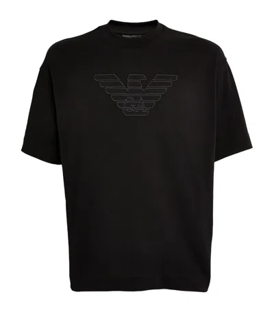 Emporio Armani Cotton Appliqué-eagle T-shirt In Black